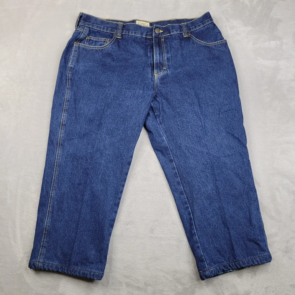Red Head Jeans Mens 40x30 Blue Flannel Fleece Lined Straight‎ Leg Relaxed Plaid